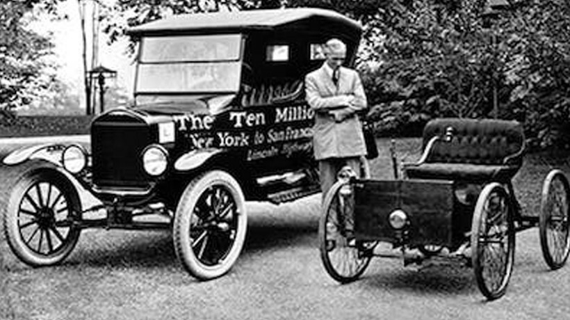 Obraz Henry'ego Forda z czterokołowcem i Modelem T